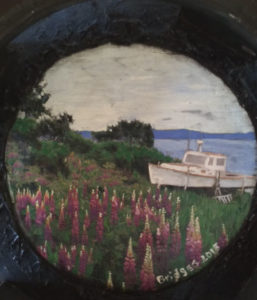 Lobster Boat and Lupines detail